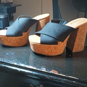Torrid Black Cork Platform Heels